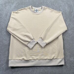 Obermeyer Mens Quilted Crewneck Sweatshirt Beige Size L Pullover